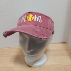 ADAMS Distressed Pink Softball "Mom" Visor